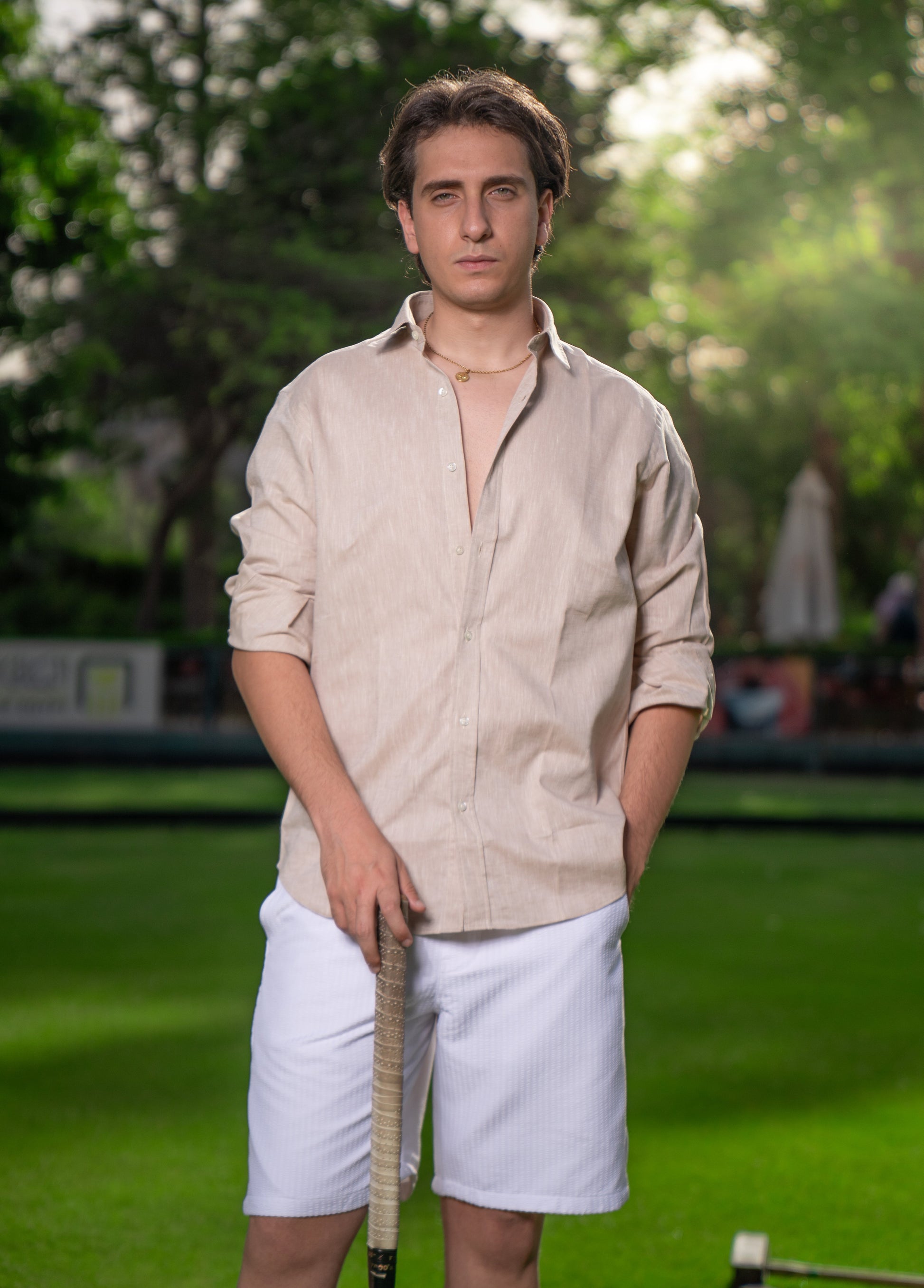 Sand Linen and White Shorts